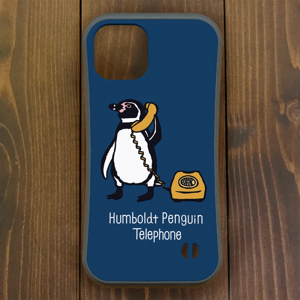 グリップケース【iPhone 13・14対応】フンボルトペンギン・トーク・ネイビー iPhone用