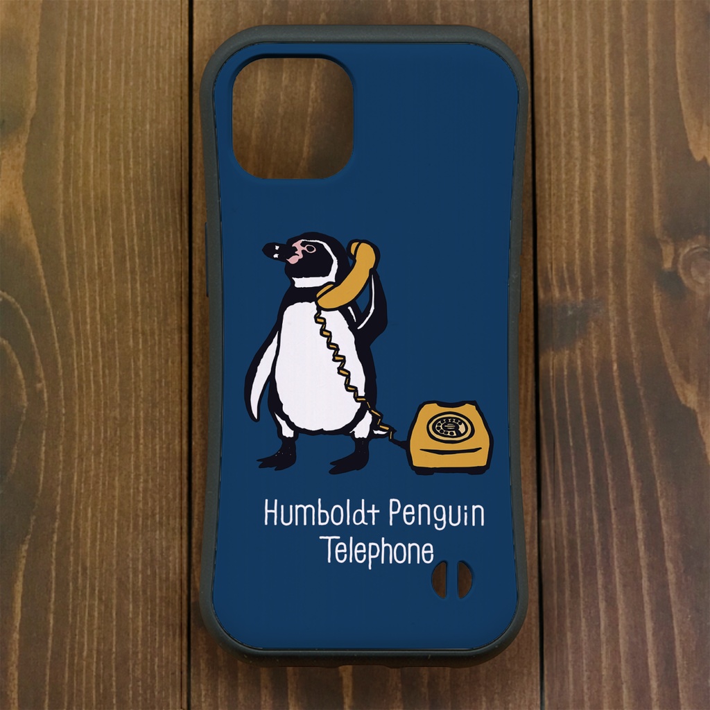 グリップケース【iPhone 13・14対応】フンボルトペンギン・トーク・ネイビー iPhone用