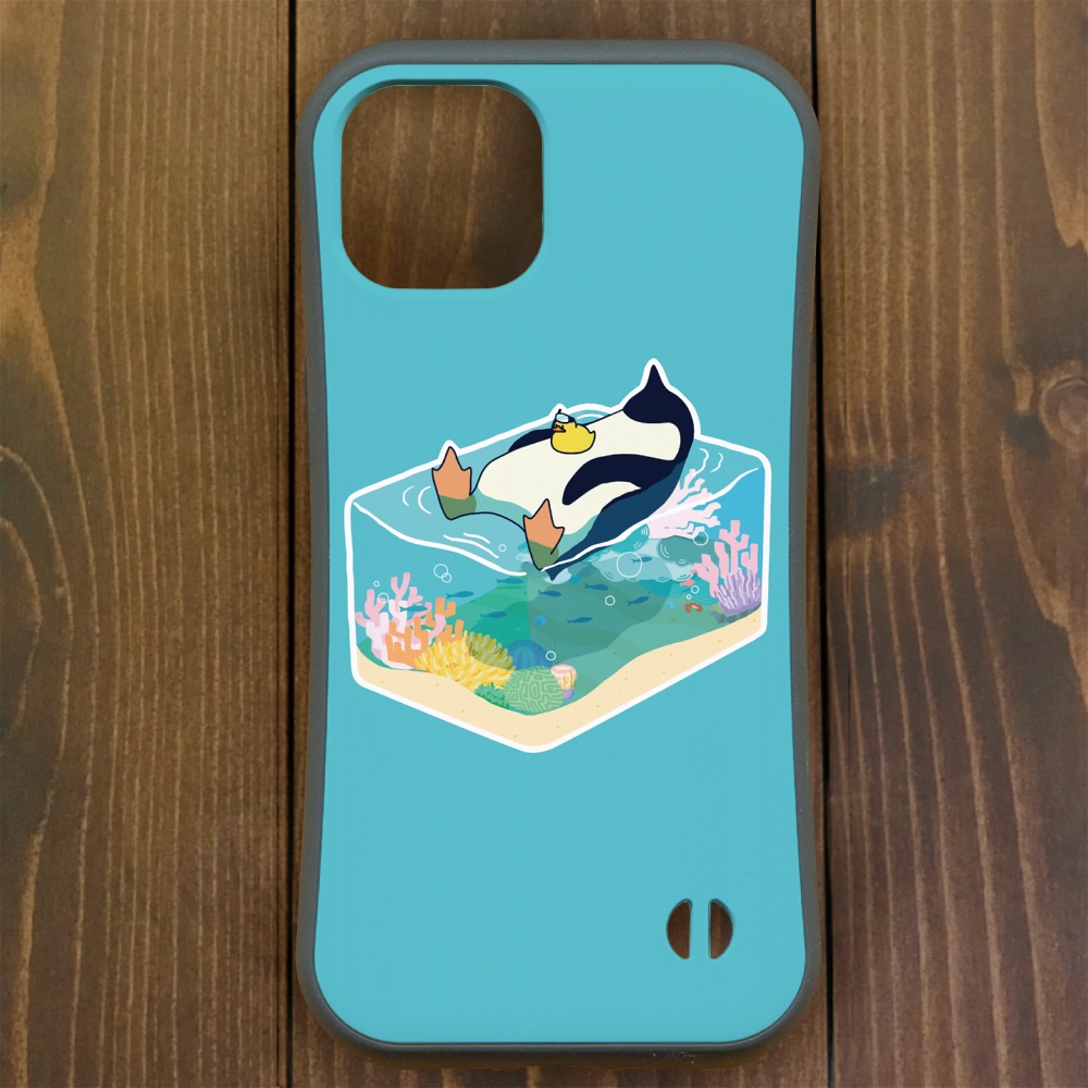 ペンギン【iPhone13・iPhone14対応】ペンギンフロートSEA グリップケース iPhone用