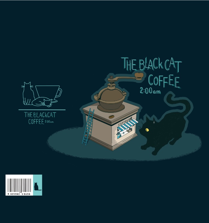 ネコ【iPhone14・iPhone13対応】ペーパーバックのような手帳型 スマホケースブラックキャットコーヒー iPhone用【各機種あります】