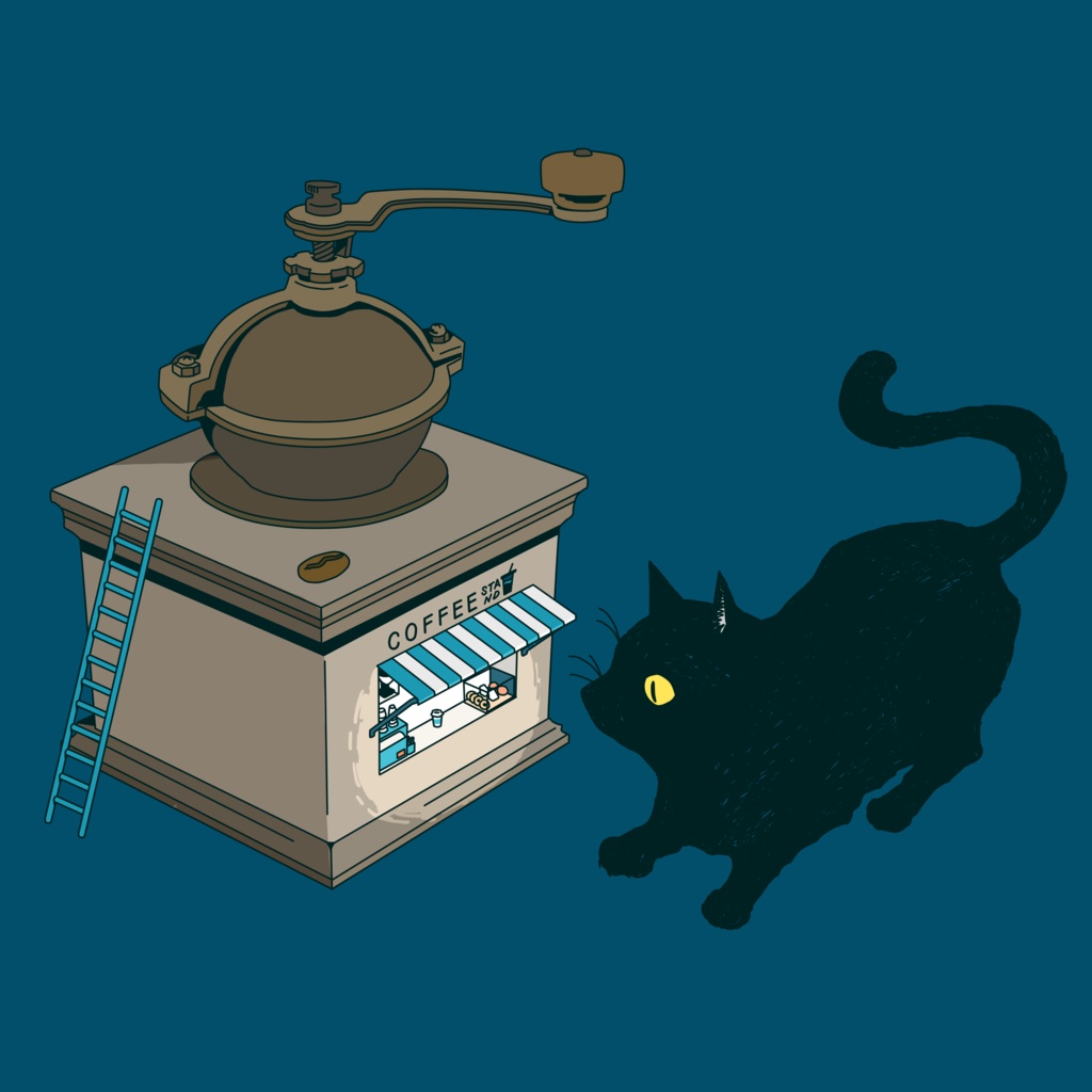 ブラックキャットコーヒーTシャツ