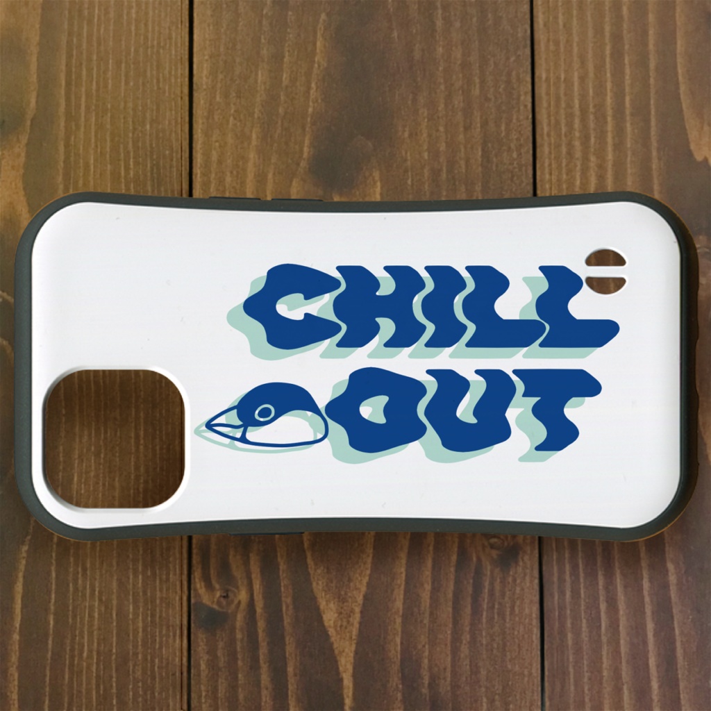 文鳥【iPhone14・iPhone15対応】ジャワスパローチルアウトロゴ グリップケース iPhone用