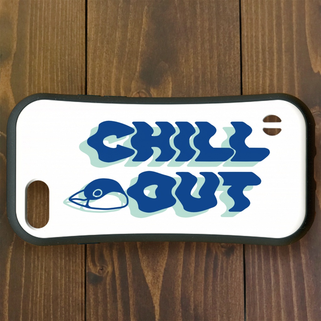 文鳥【iPhone14・iPhone15対応】ジャワスパローチルアウトロゴ グリップケース iPhone用