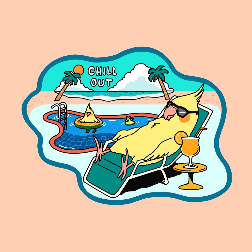 【オカメインコ】オカメインコチルアウト Tシャツ