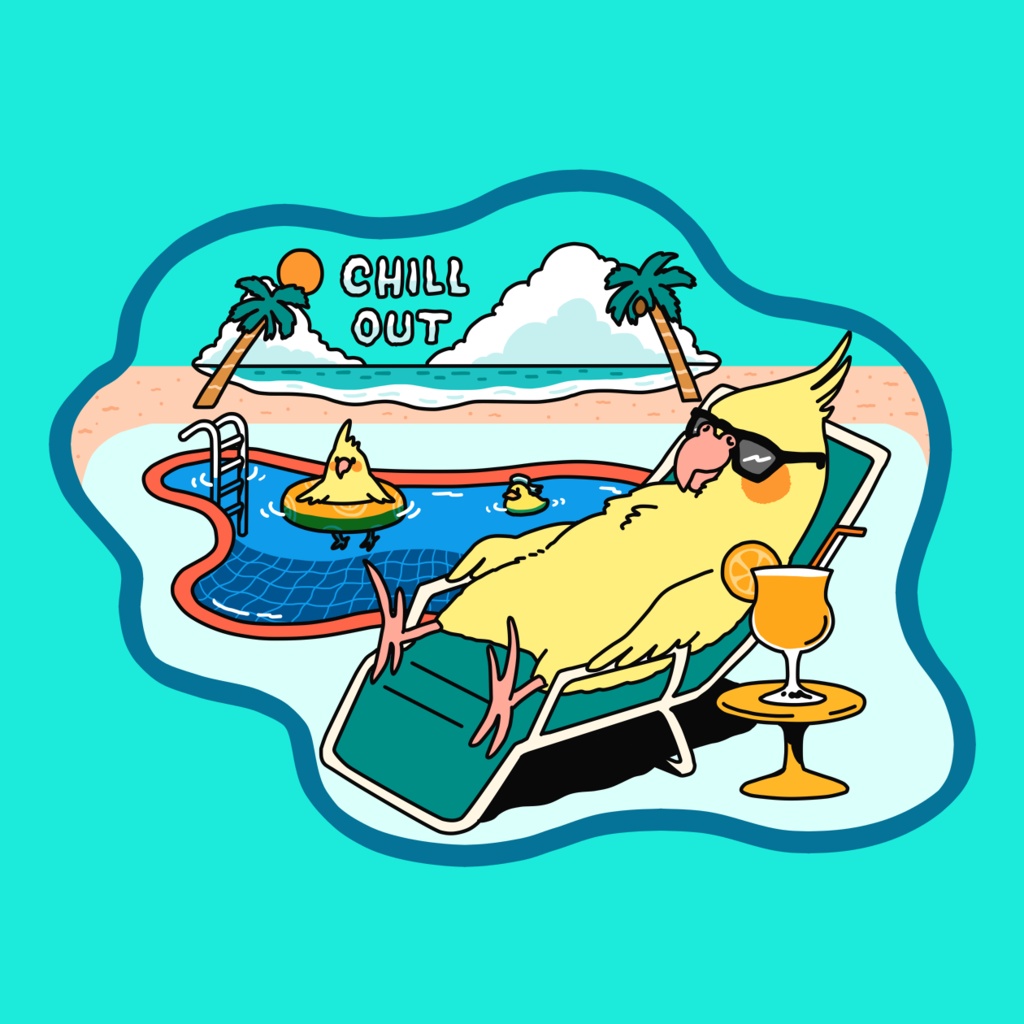 オカメインコ【iPhone14・iPhone15対応】オカメインコチルアウト グリップケース iPhone用