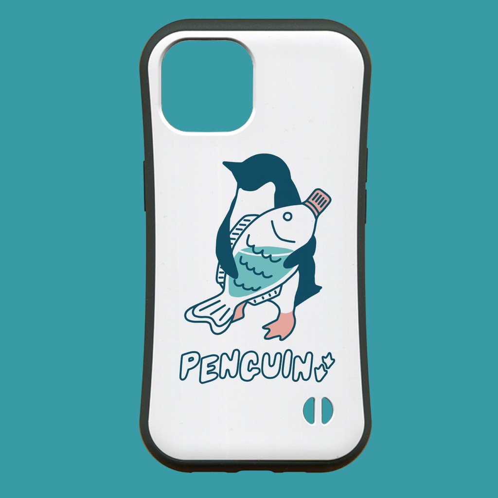 ペンギン【iPhone14・iPhone15対応】醤油さしペンギンホワイト グリップケース iPhone用