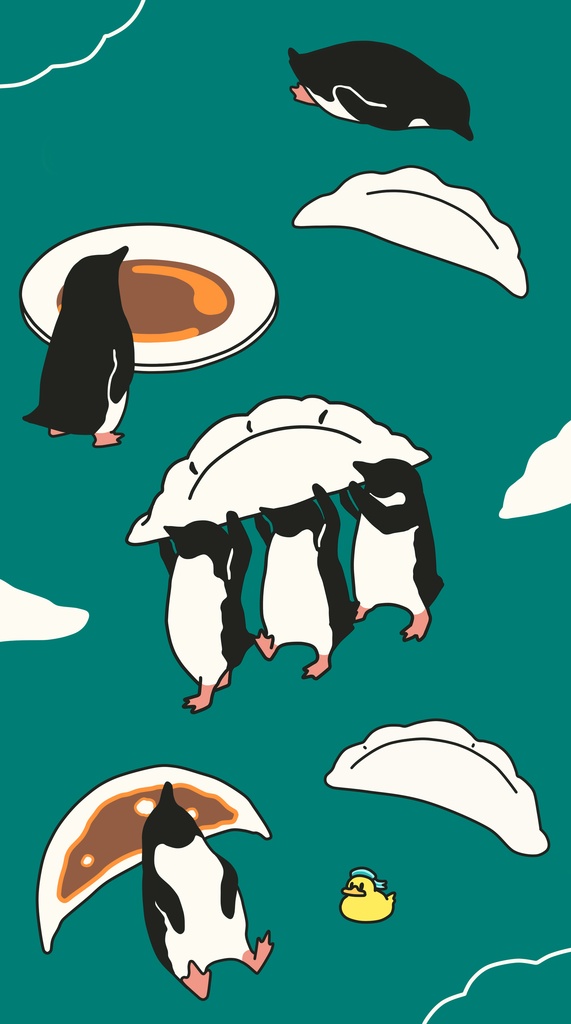 ペンギン【iPhone14・iPhone15対応】ペンギン餃子グリーン・グリップケース iPhone用【各機種あります】