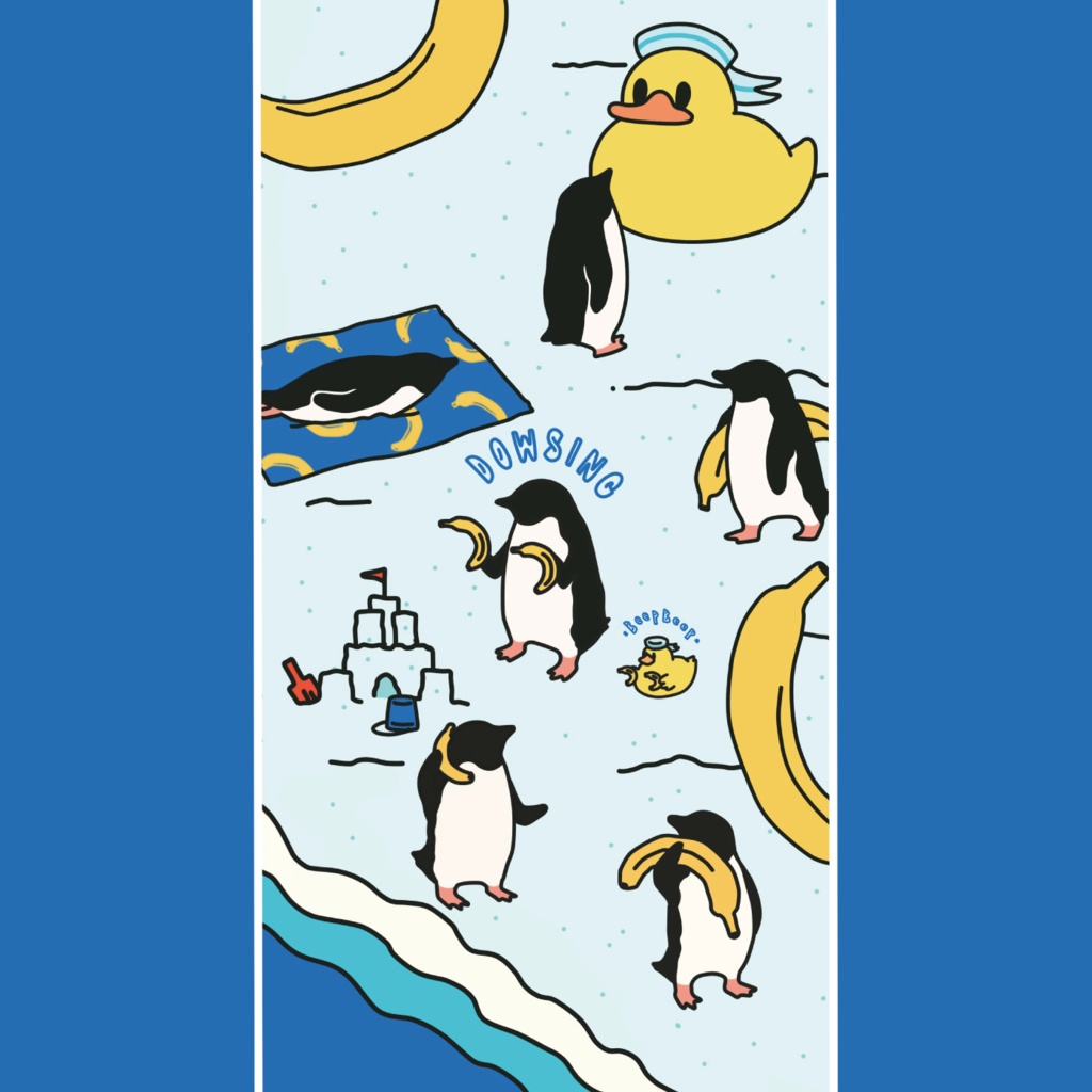 【ペンギン】バナナバナナビーチ・グリップケース iPhone用【各機種あります】