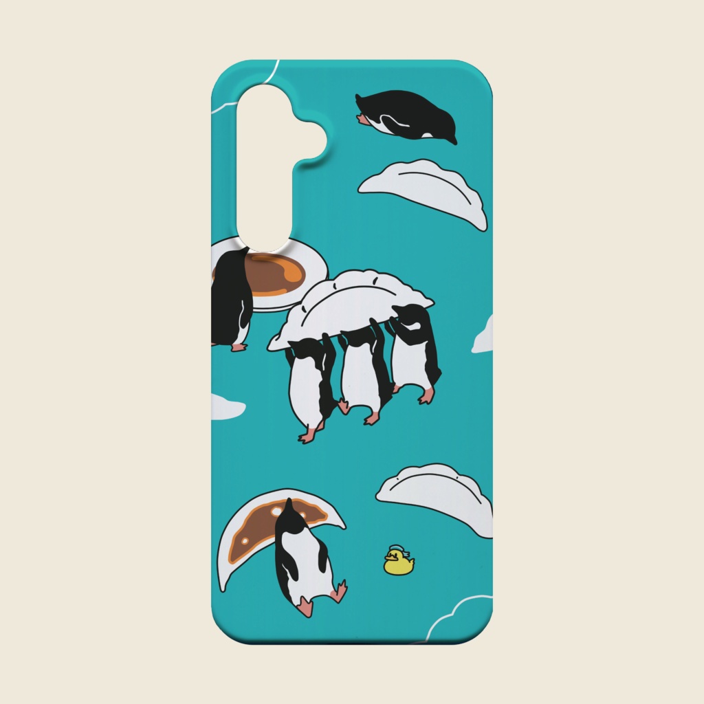 ペンギン【Galaxy】ペンギン餃子ブルースマホケースGalaxy A54 SC-53D用