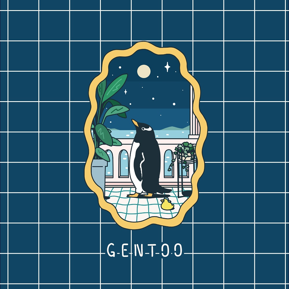 【ペンギン】月とジェンツーペンギン・グリップケース iPhone用【各機種あります】