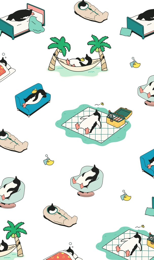 【ペンギン】SLEEP ホワイト・グリップケース iPhone用【各機種あります】