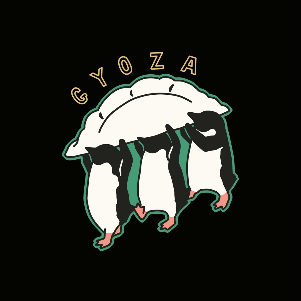 【ペンギン】餃子はこびのペンギンたち Tシャツ ブラック