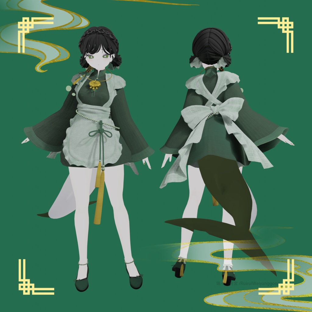 【VRChat】ChinaMaid Dress / チャイナメイド服【Rurune/ルルネ対応】