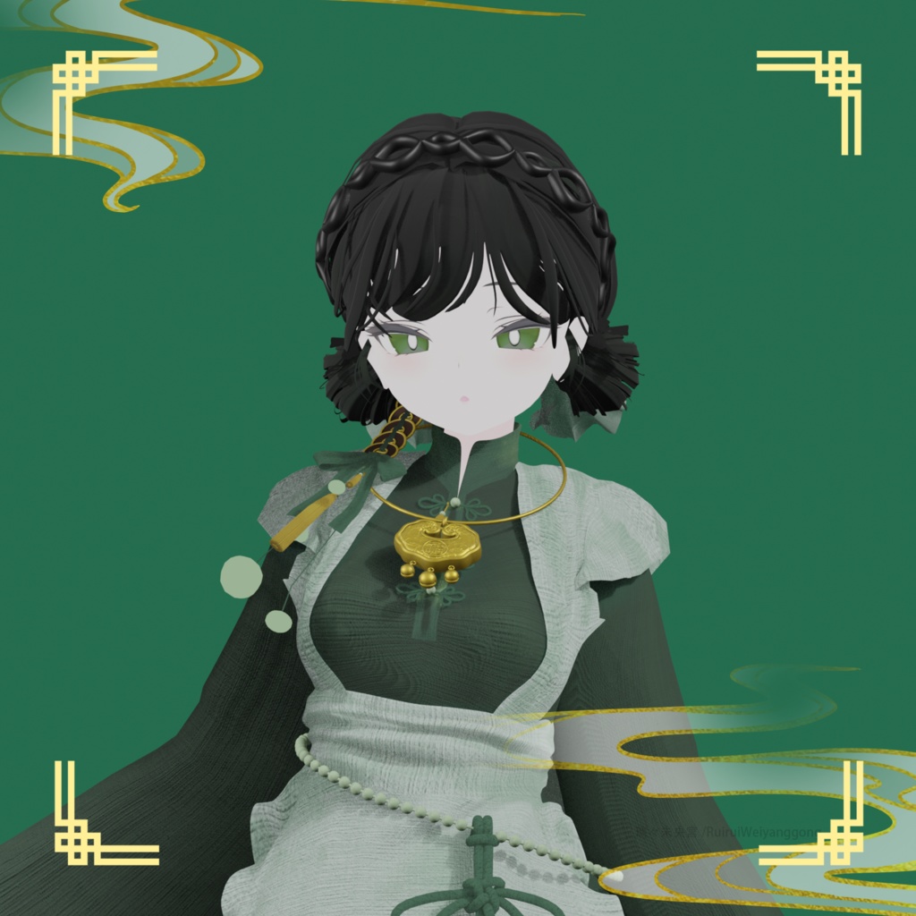 【VRChat】ChinaMaid Dress / チャイナメイド服【Rurune/ルルネ対応】