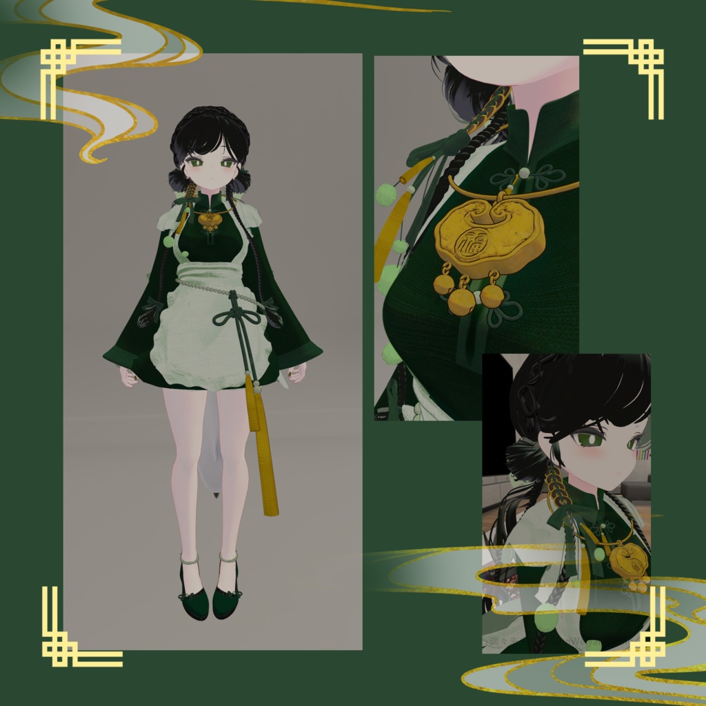 【VRChat】Double Buns Hair / ダブルお団子ヘア【Rurune/ルルネ対応】