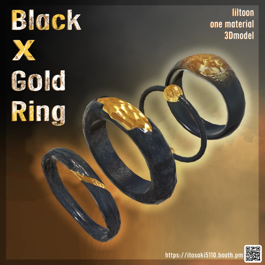 3dアクセ Black Gold Ring 黒 金リング Itosaki Shop Booth