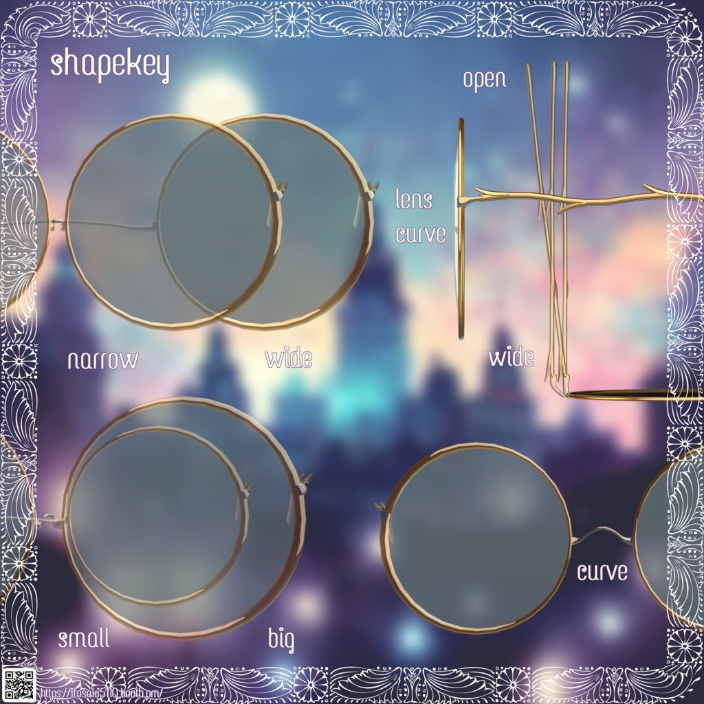 【3Dアクセ】branch round glasses 丸メガネ