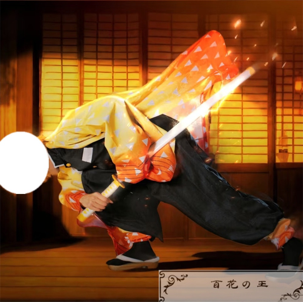 在庫品 暗紋付き 我妻善逸 鬼殺隊制服 コスプレ衣装 コスチューム