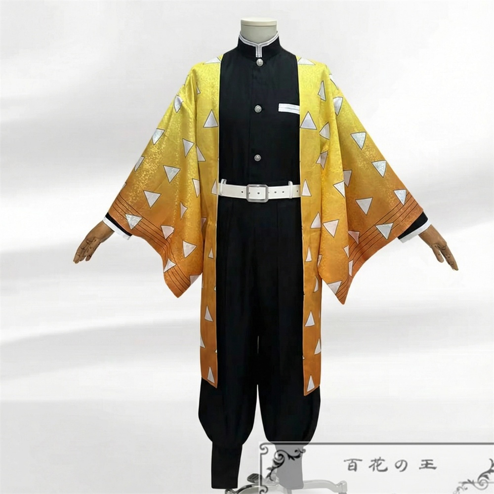 在庫品 暗紋付き 我妻善逸 鬼殺隊制服 コスプレ衣装 コスチューム