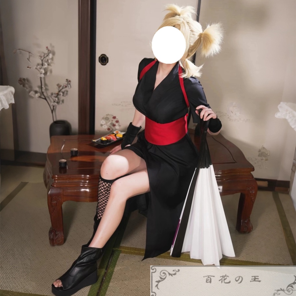 在庫品  奈良テマリ コスチューム コスプレ衣装  額当て付き