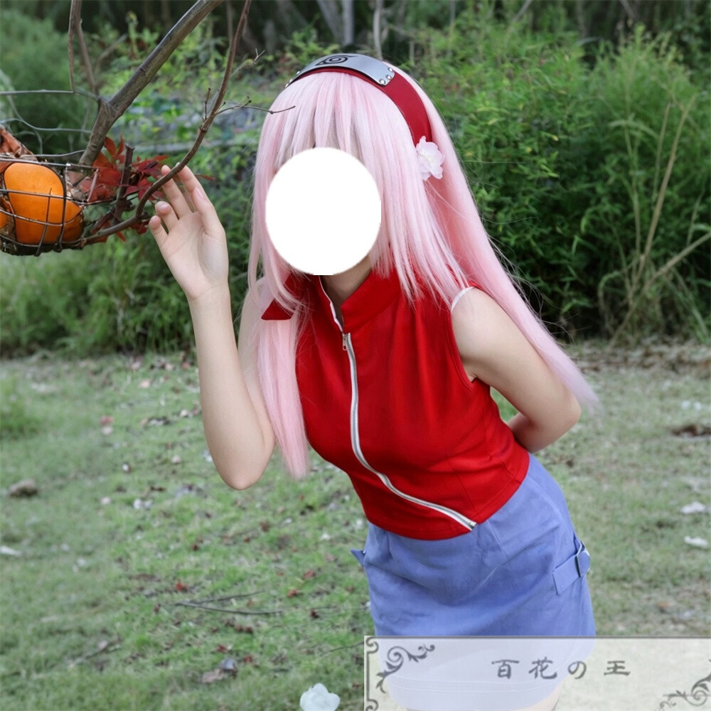 17歳 春野サクラ コスプレ衣装 コスチューム 額当て付き