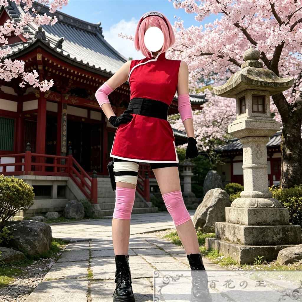 在庫品 19歳 春野サクラ コスプレ衣装 THE LAST 劇場版 コスチューム 額当て付き