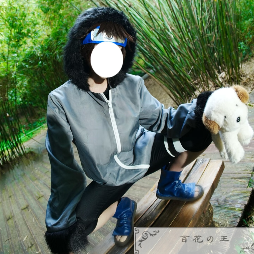 在庫品 犬塚キバ コスプレ衣装 コスチューム 仮装 变装 子供 /大人サイズ 額当て付き