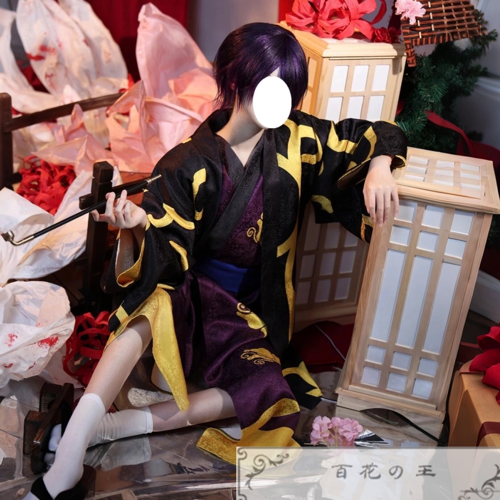 在庫品 銀魂 総督 高杉晋助 コスプレ衣装 和服 コスチューム 暗紋付きの生地