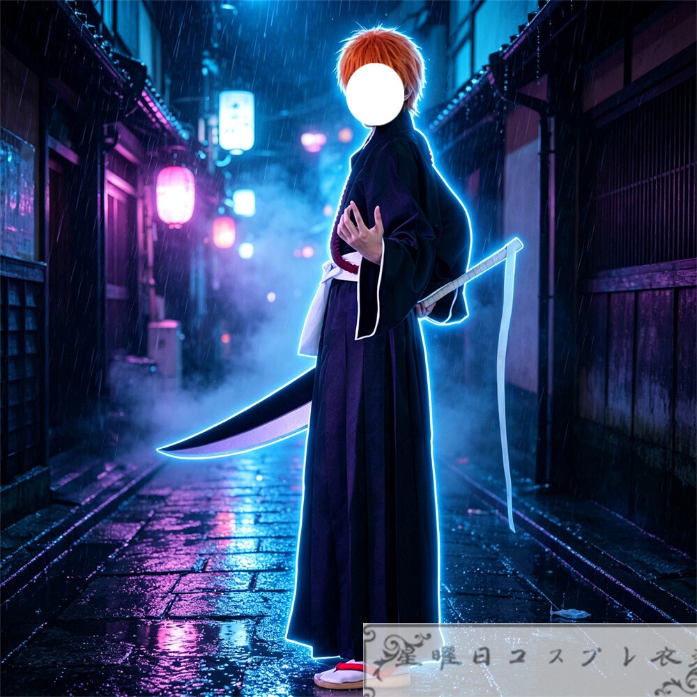 在庫品 ブリーチ 黒崎一護 死覇装 コスプレ衣装 『BLEACH 千年血戦篇』 主人公 コスプレ衣装 ハロウィン コスチューム 変装 仮装