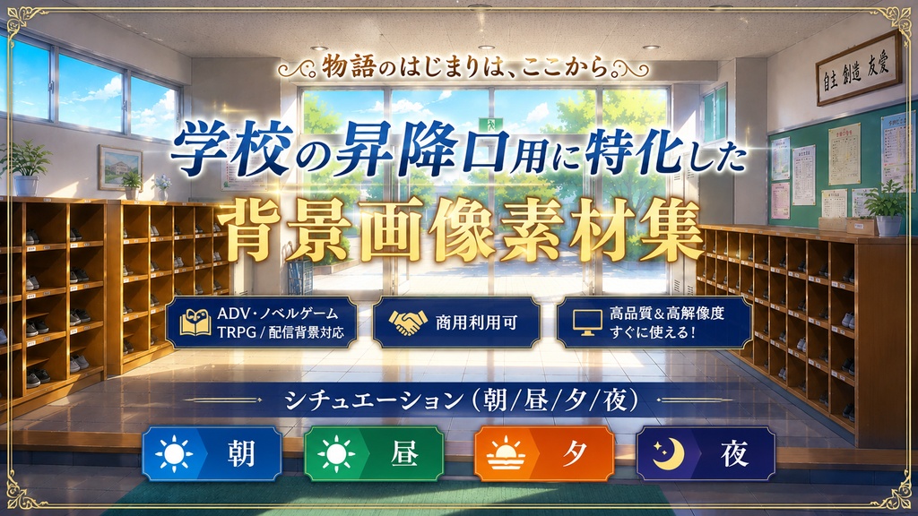 学校の昇降口用に特化した背景画像素材集
