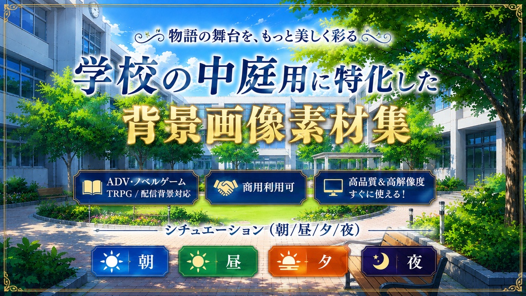 学校の中庭用に特化した背景画像素材集