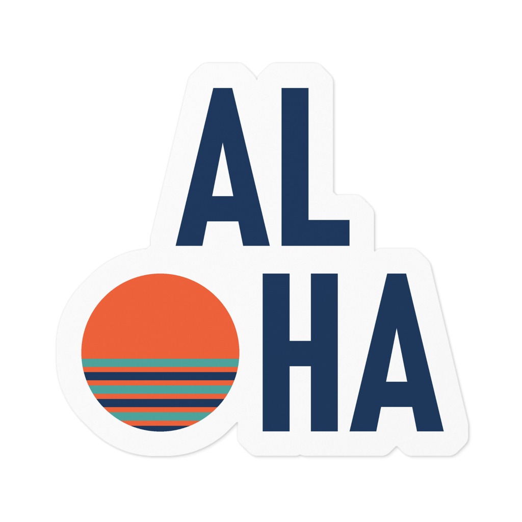 ALOHA（太陽と海）ステッカー｜タイポグラフィー