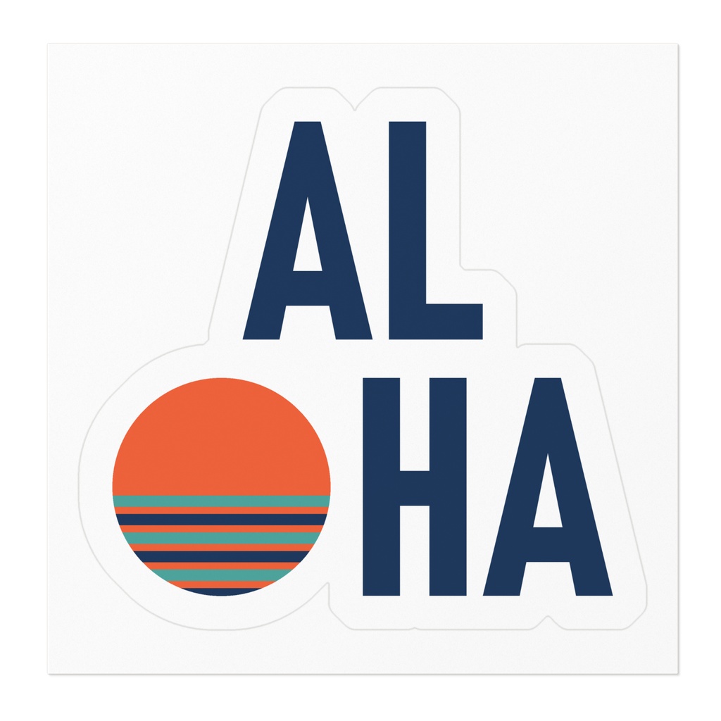 ALOHA(太陽と海)ステッカー|タイポグラフィー