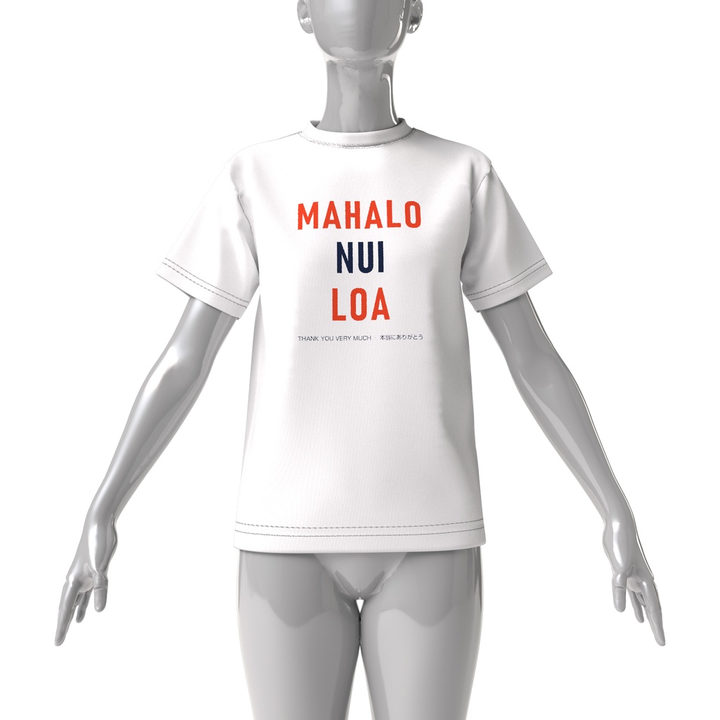 MAHALO NUI LOA ビッグシルエットT(白)|タイポグラフィー
