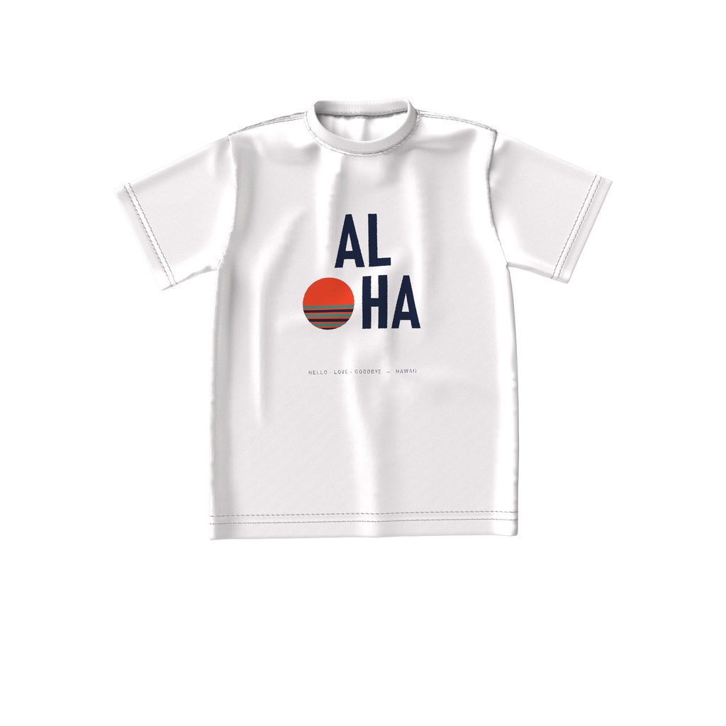 ALOHA（太陽と海）ビッグシルエットT（白）｜タイポグラフィー