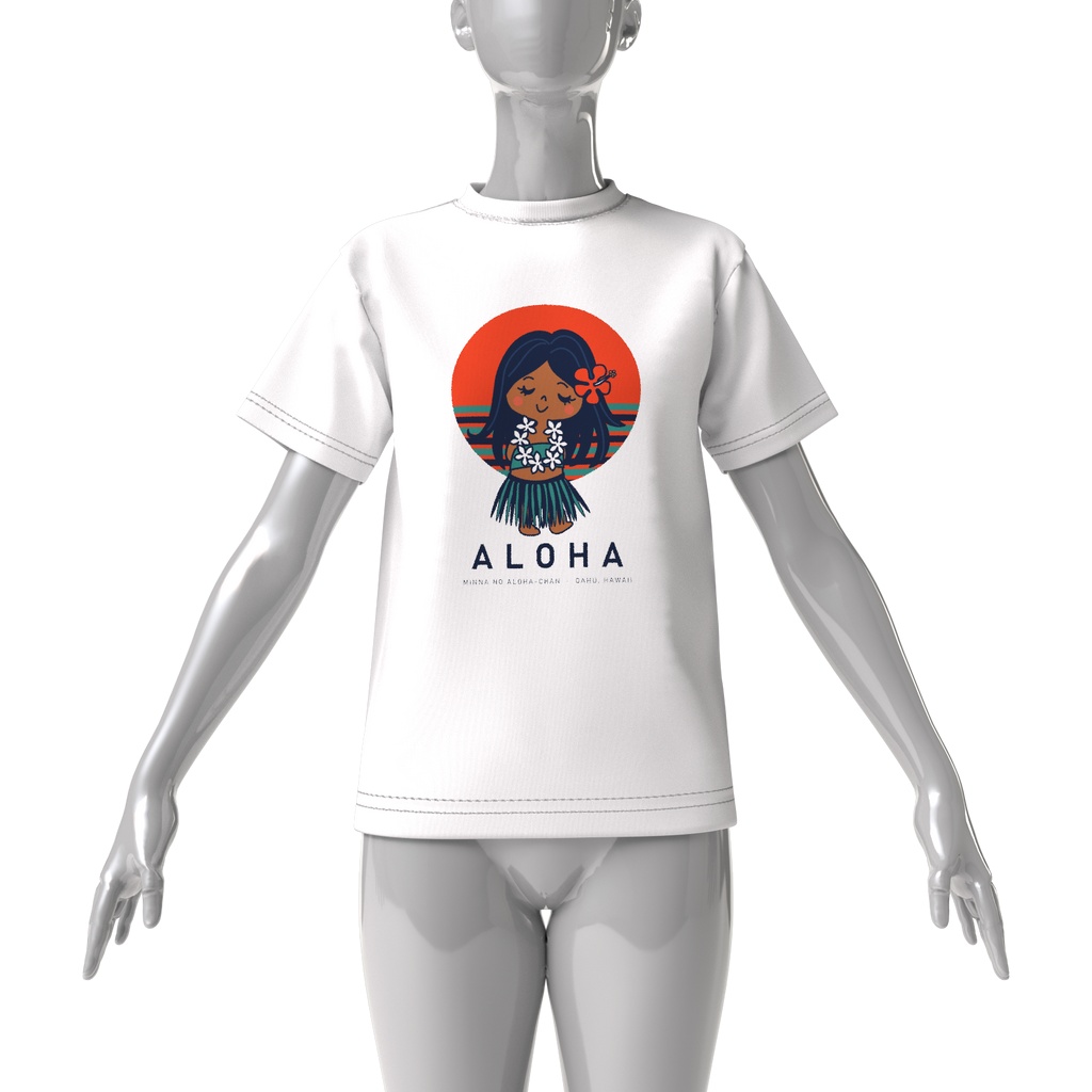 ALOHA サンセット ビッグシルエットT(白)|アロハちゃん モダンアート