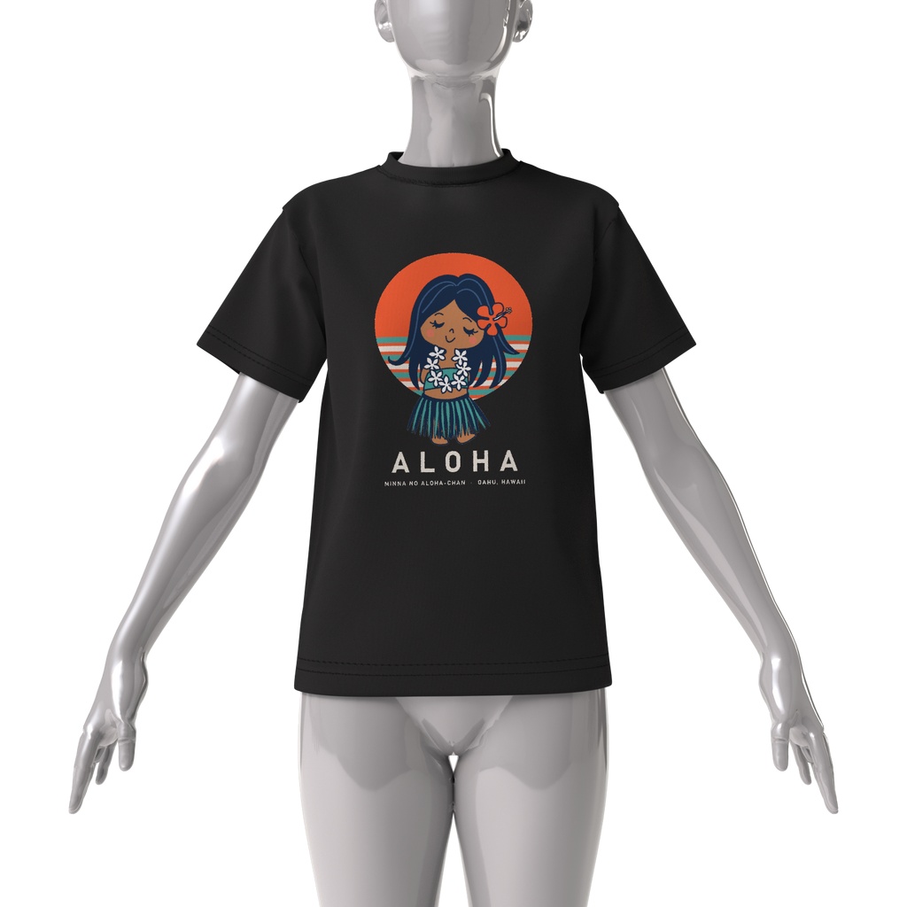 ALOHA ナイト ビッグシルエットT(黒)|アロハちゃん モダンアート