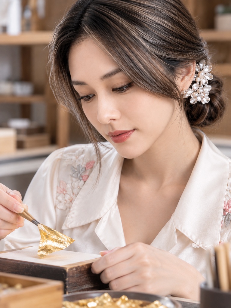 【AI生成】金沢の金箔職人・鷹野理恵 スマホ壁紙・フォトセット 10枚