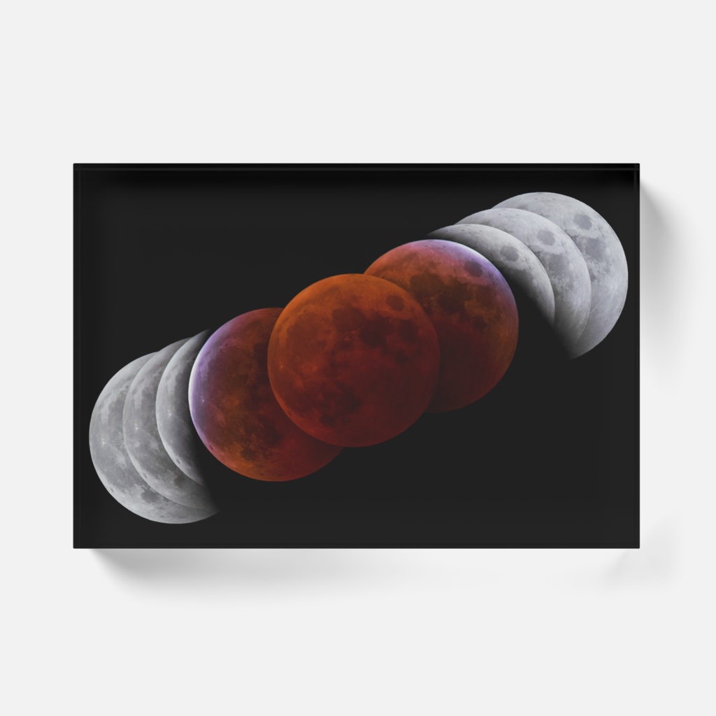 2022年11月8日の月食の経過と地球の影|アクリルブロック