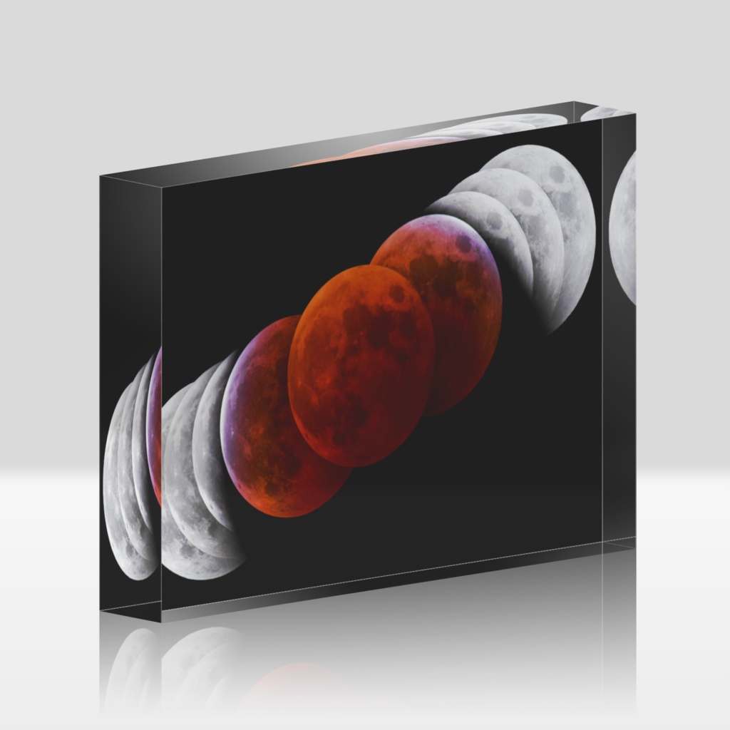 2022年11月8日の月食の経過と地球の影|アクリルブロック