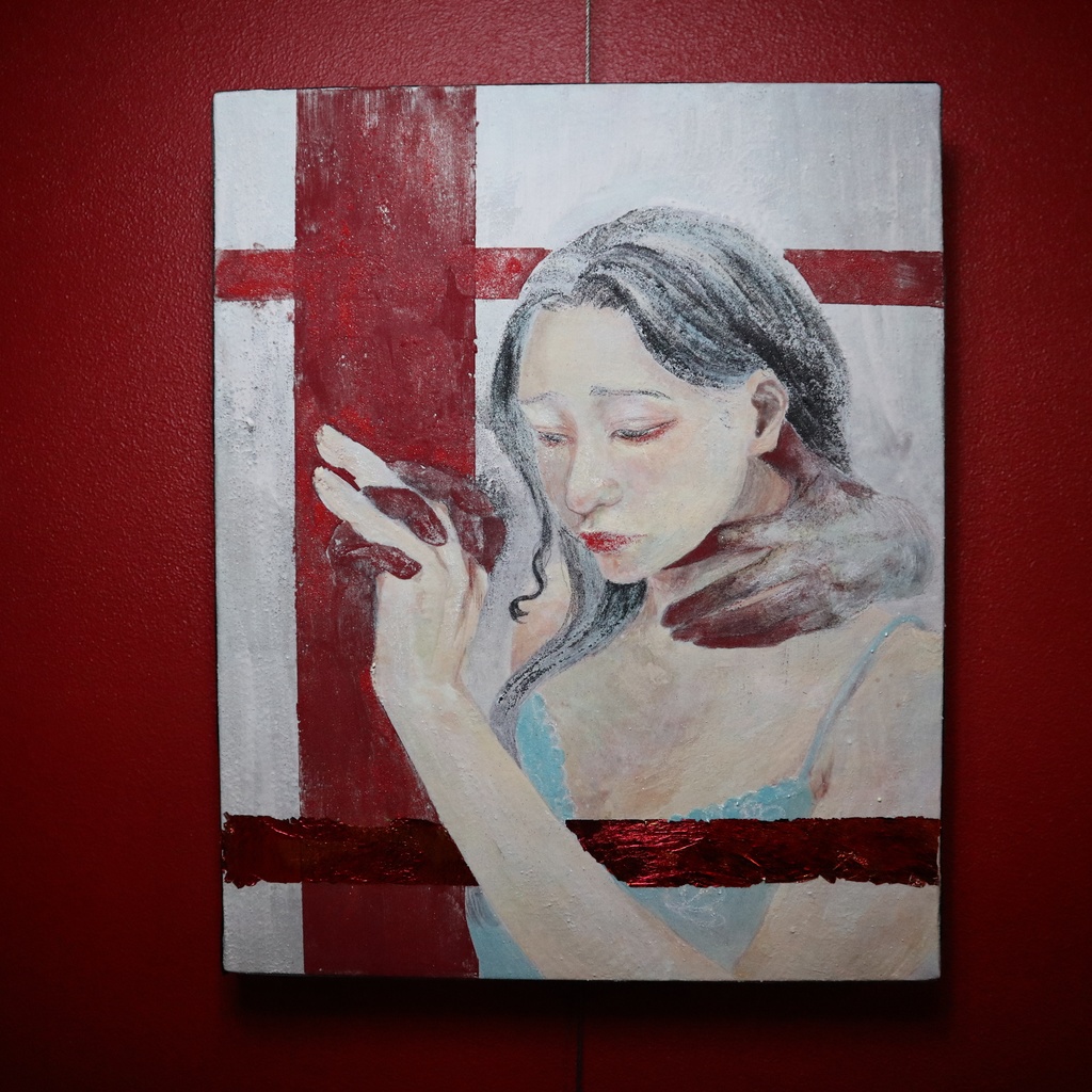 【日本画】馬鹿な女【F3号】