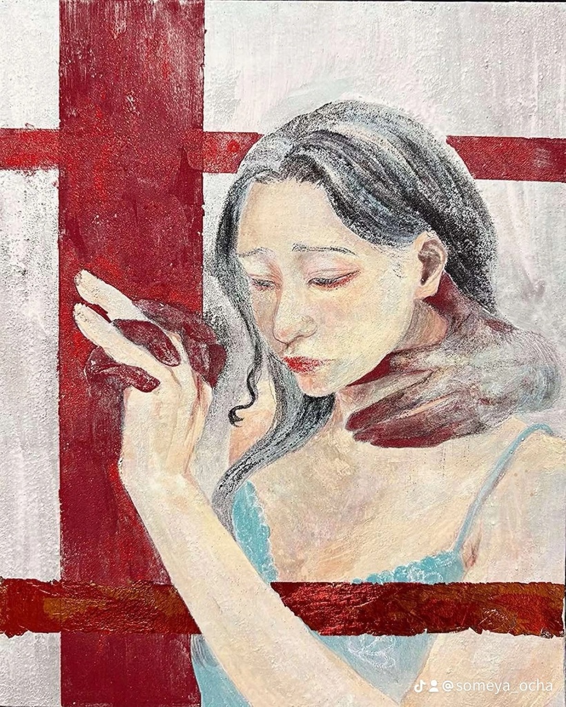 【日本画】馬鹿な女【F3号】