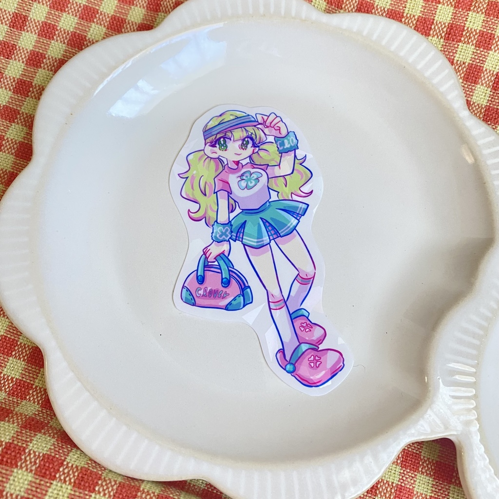 🍀クローバーちゃん透明ホログラムステッカー
