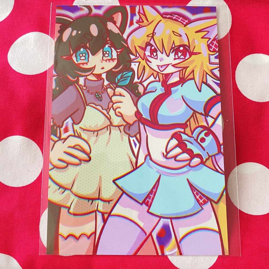 raccoon dog and fox 💗💗💗 ポストカード