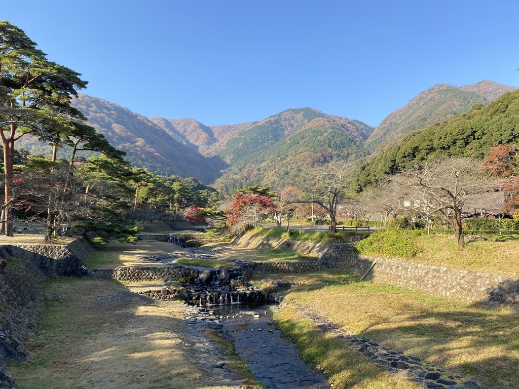 紅葉に染まる山