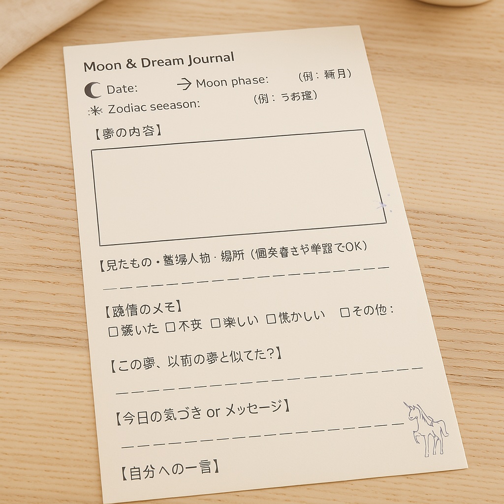 夢の記録をそっと始める｜Moon & Dream Journal お試しページ（PDF・1ページ）