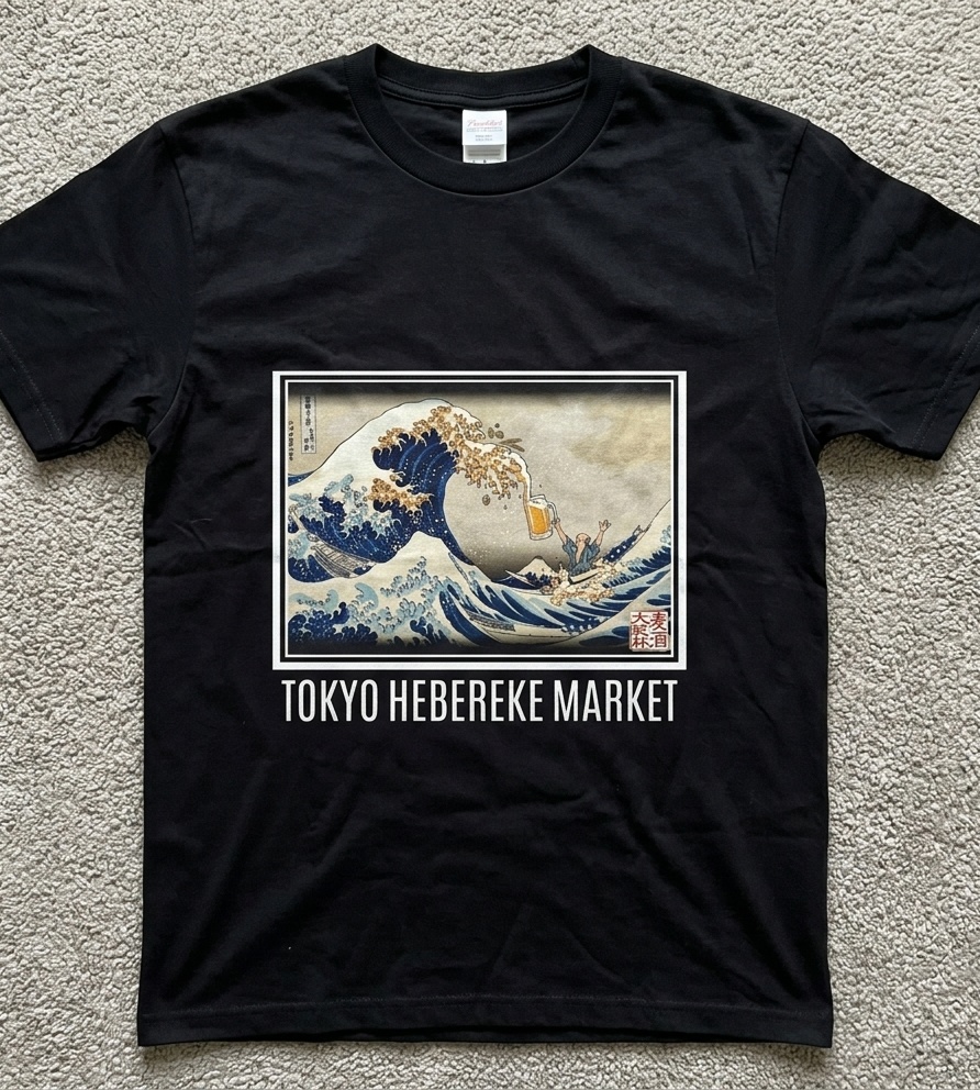 [酒場専用Tシャツ] 神奈川沖 "麦酒" 裏 Tシャツ | 東京へべれけ市場