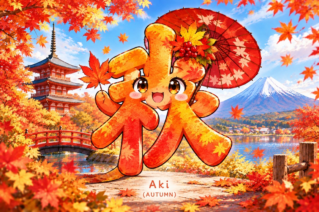 漢字絵：秋（Japanese Kanji Autumn）