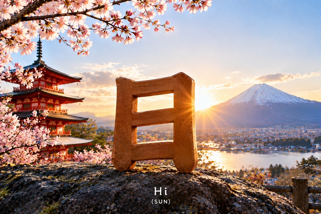 漢字絵：日（Japanese Kanji Sun）