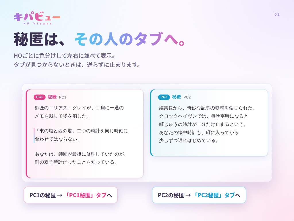 【TRPGシナリオビューア】キパビュー (送信連携+編集機能)